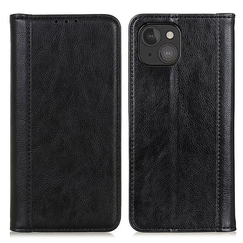 Capa De Celular Para iPhone 13 Mini Flip Couro Litchi Elegance Dividido