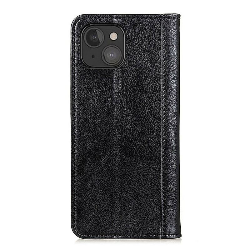 Capa De Celular Para iPhone 13 Mini Flip Couro Litchi Elegance Dividido