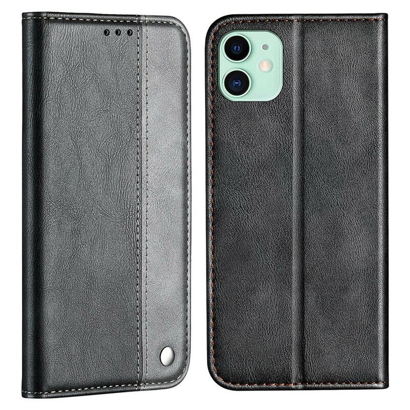 Capa De Celular Para iPhone 13 Mini Flip Efeito De Couro De Dois Tons