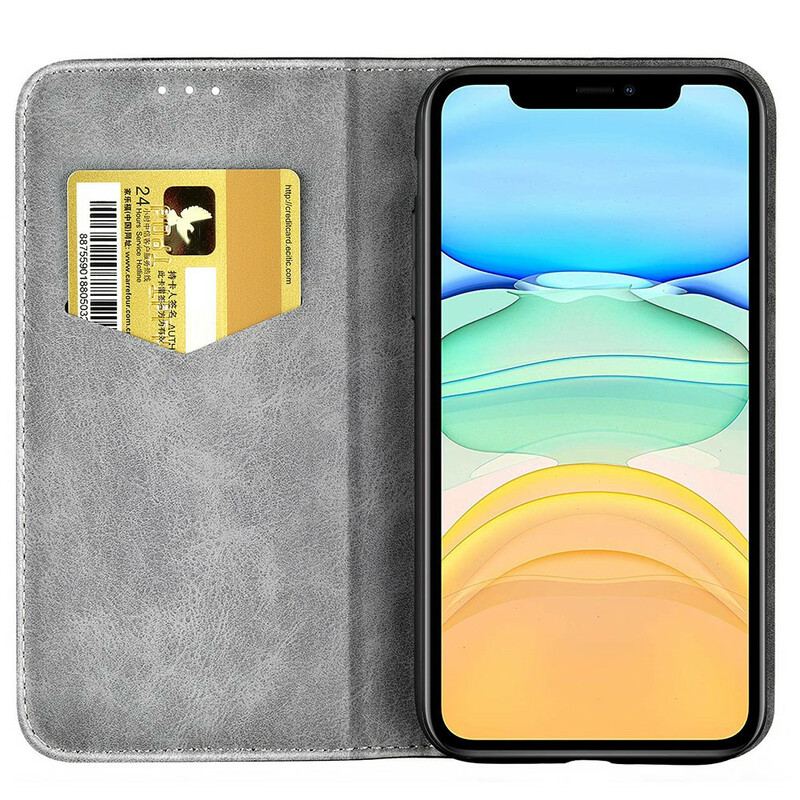 Capa De Celular Para iPhone 13 Mini Flip Efeito De Couro De Dois Tons