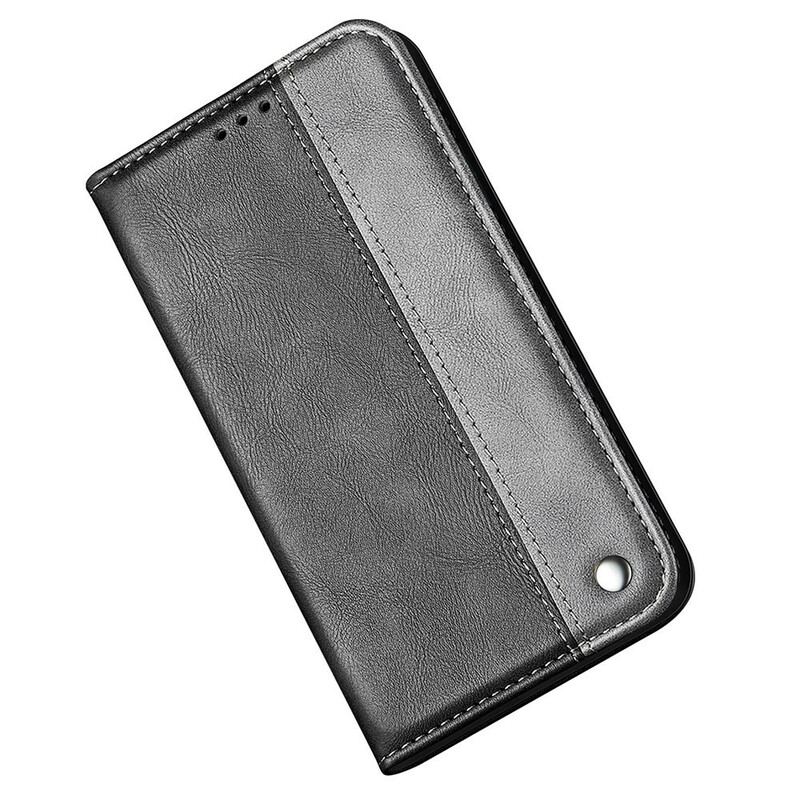 Capa De Celular Para iPhone 13 Mini Flip Efeito De Couro De Dois Tons