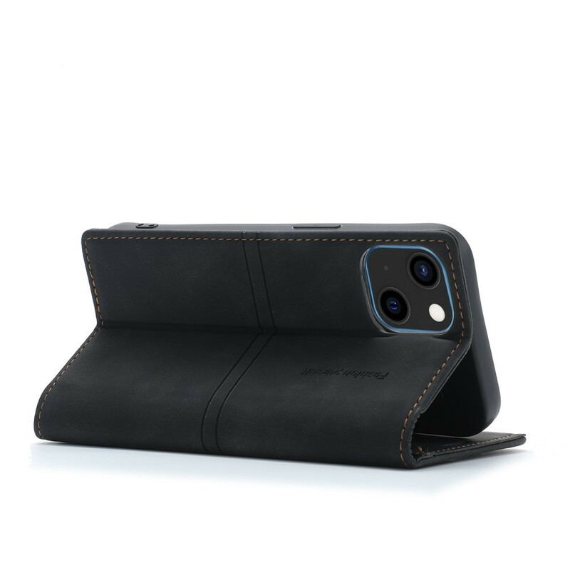 Capa De Celular Para iPhone 13 Mini Flip Fecho Magnético Com Costura Estilo Couro