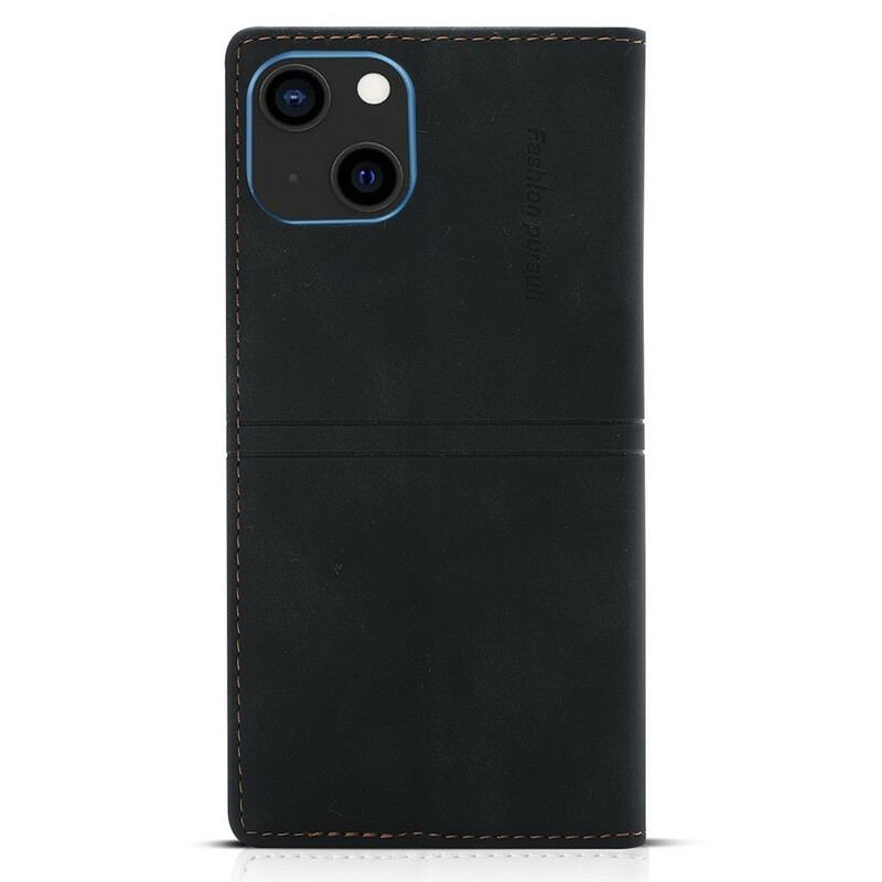 Capa De Celular Para iPhone 13 Mini Flip Fecho Magnético Com Costura Estilo Couro