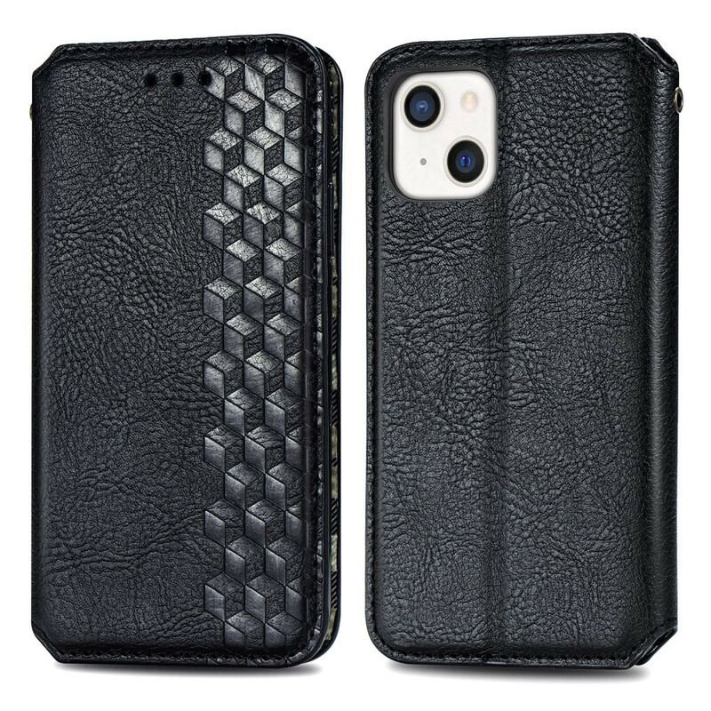 Capa De Celular Para iPhone 13 Mini Flip Textura Diamante Efeito Couro