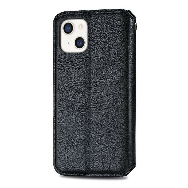 Capa De Celular Para iPhone 13 Mini Flip Textura Diamante Efeito Couro