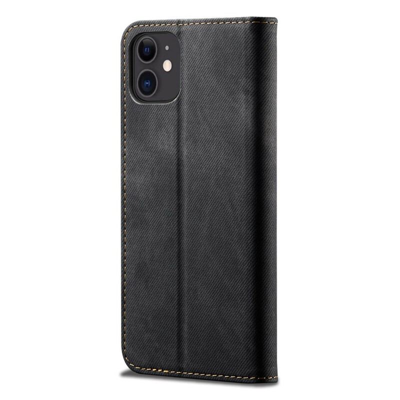 Capa De Celular Para iPhone 13 Mini Flip Textura De Jeans De Couro Sintético