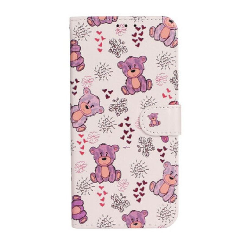 Capa De Couro Para iPhone 13 Mini Apenas Ursos