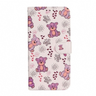 Capa De Couro Para iPhone 13 Mini Apenas Ursos