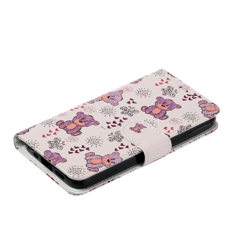 Capa De Couro Para iPhone 13 Mini Apenas Ursos