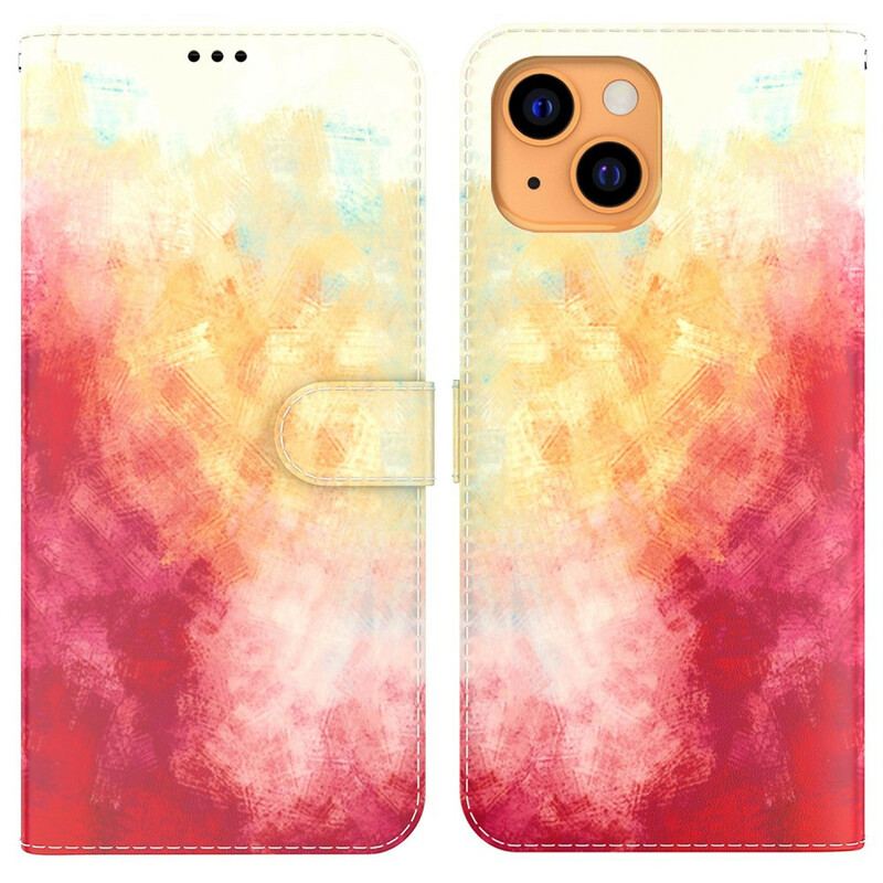 Capa De Couro Para iPhone 13 Mini Aquarela