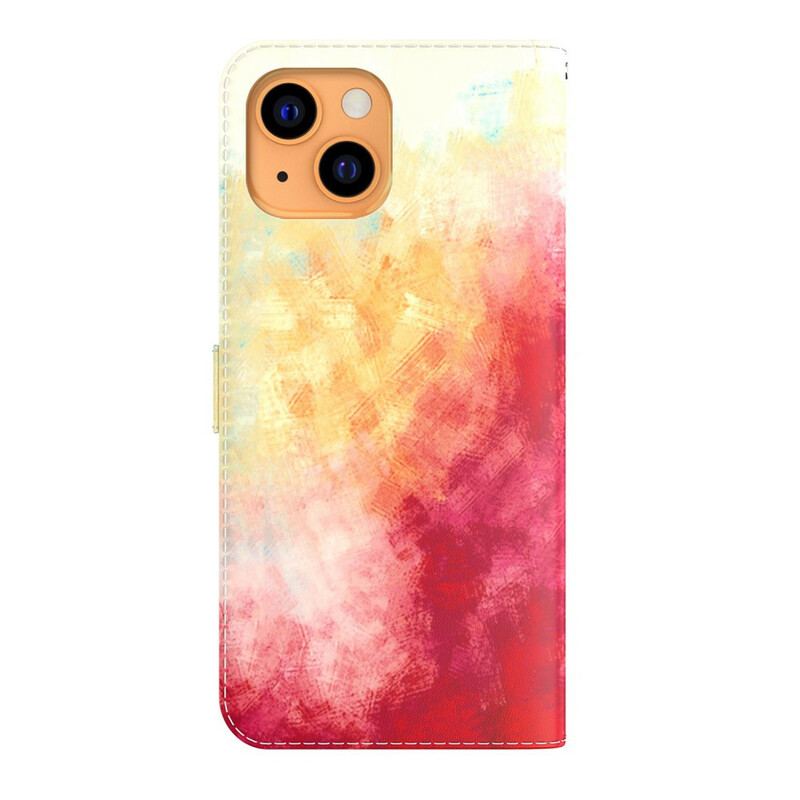 Capa De Couro Para iPhone 13 Mini Aquarela