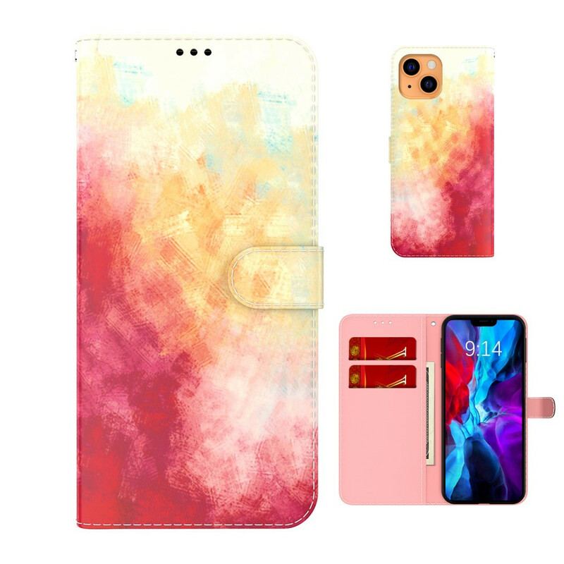 Capa De Couro Para iPhone 13 Mini Aquarela