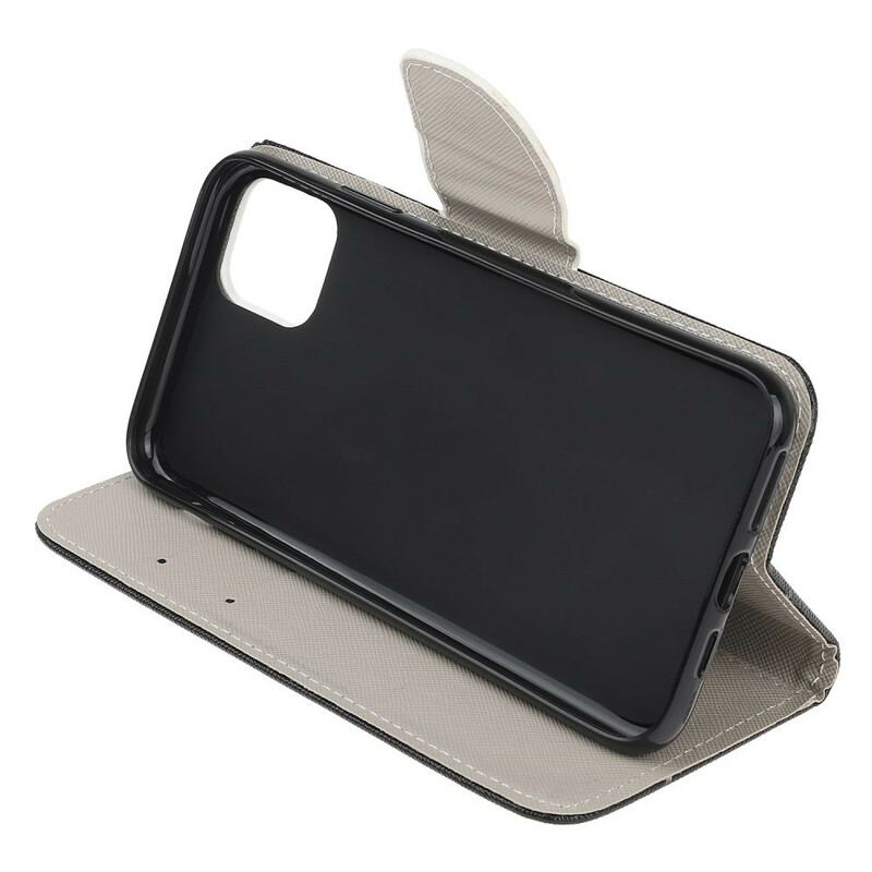 Capa De Couro Para iPhone 13 Mini Borboletas