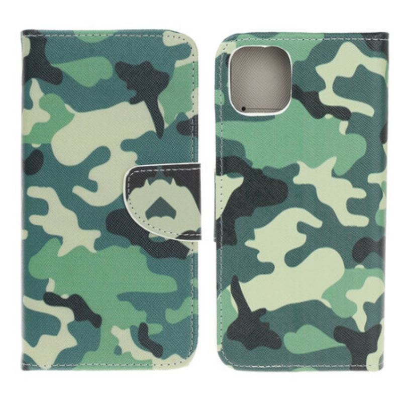 Capa De Couro Para iPhone 13 Mini Camuflagem Militar