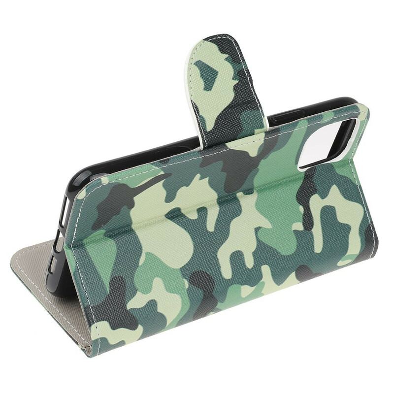 Capa De Couro Para iPhone 13 Mini Camuflagem Militar