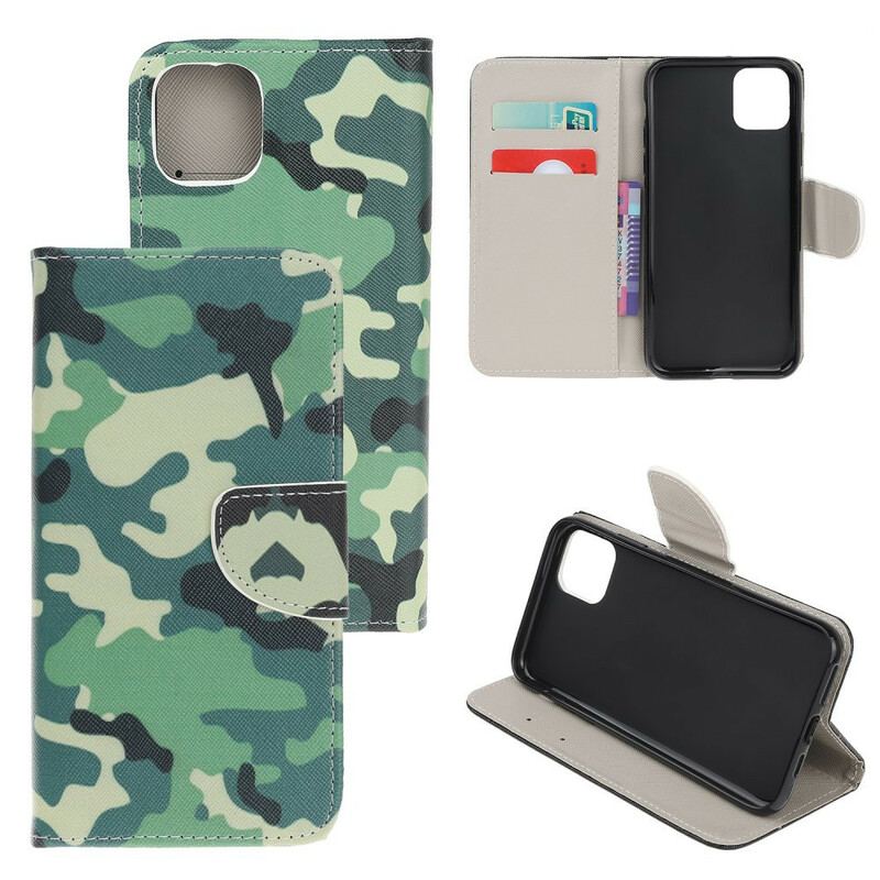 Capa De Couro Para iPhone 13 Mini Camuflagem Militar