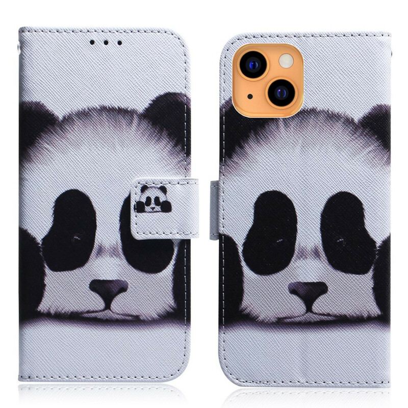 Capa De Couro Para iPhone 13 Mini Cara De Panda