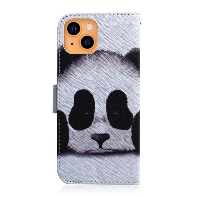 Capa De Couro Para iPhone 13 Mini Cara De Panda