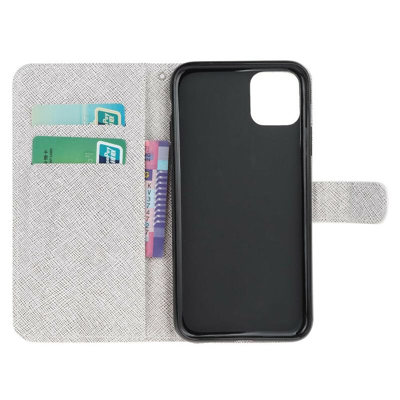 Capa De Couro Para iPhone 13 Mini De Cordão Borboletas Strappy Diamond