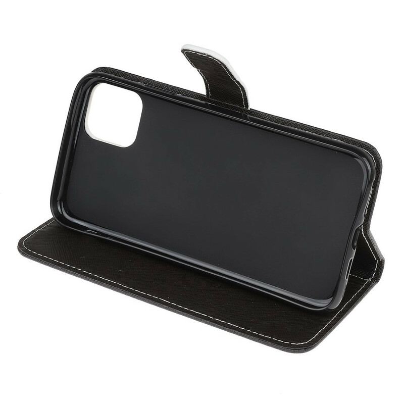 Capa De Couro Para iPhone 13 Mini De Cordão Leopardo Strappy