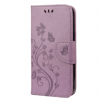 Capa De Couro Para iPhone 13 Mini De Cordão Strappy Floral