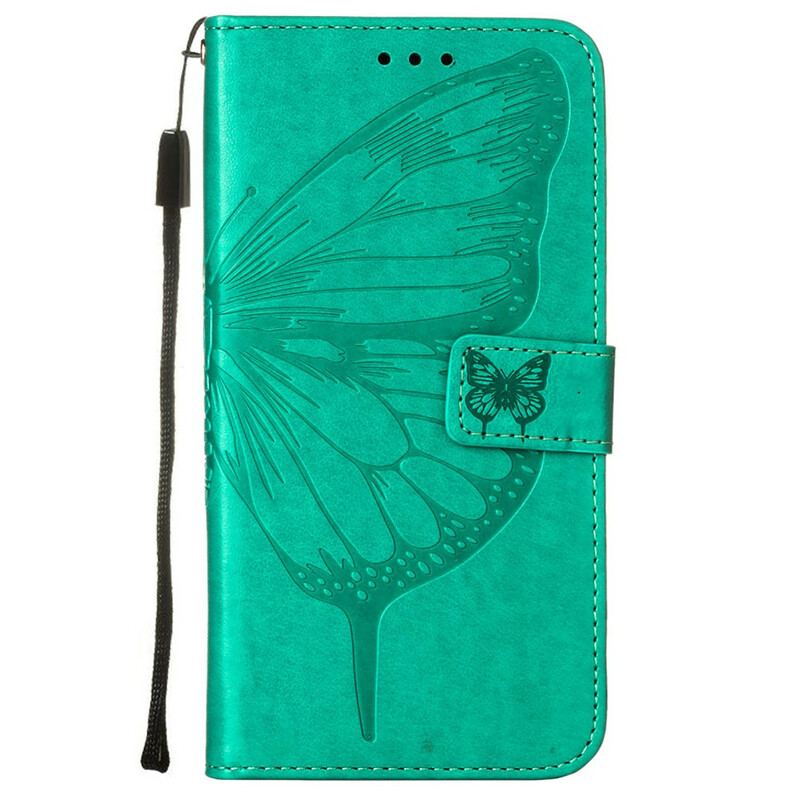 Capa De Couro Para iPhone 13 Mini Desenho De Borboleta