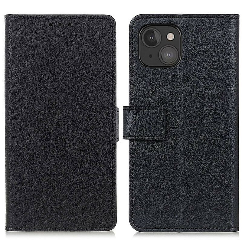 Capa De Couro Para iPhone 13 Mini Efeito Couro Clássico