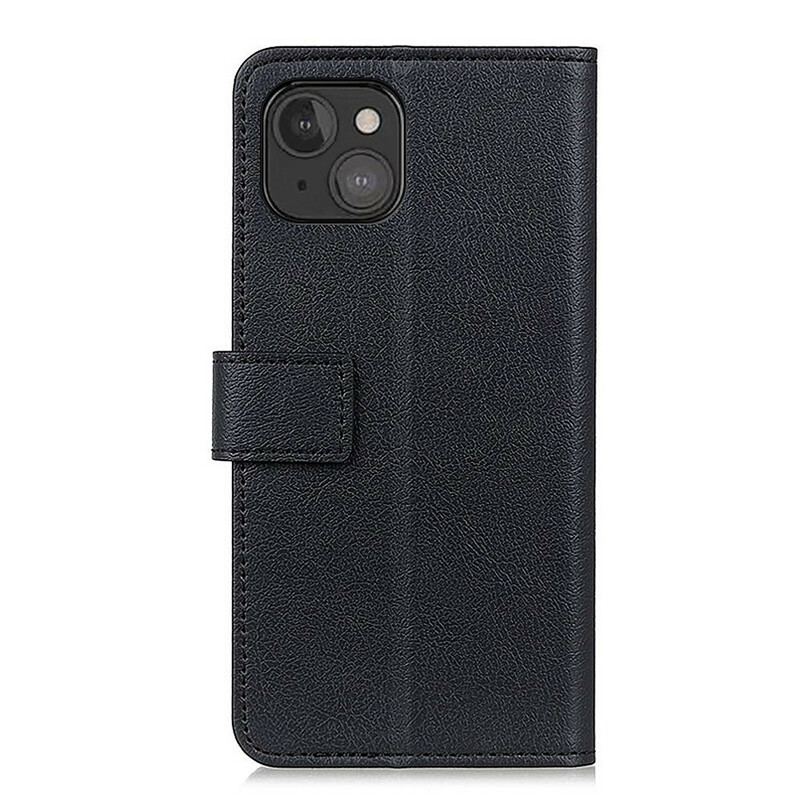 Capa De Couro Para iPhone 13 Mini Efeito Couro Clássico