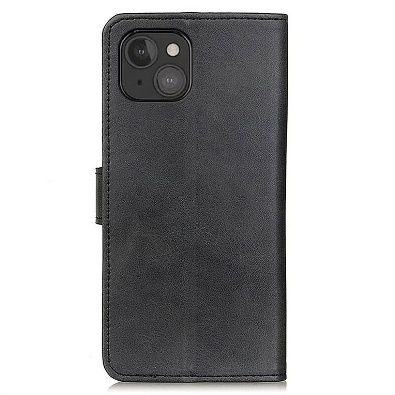 Capa De Couro Para iPhone 13 Mini Efeito De Couro Fosco Retrô