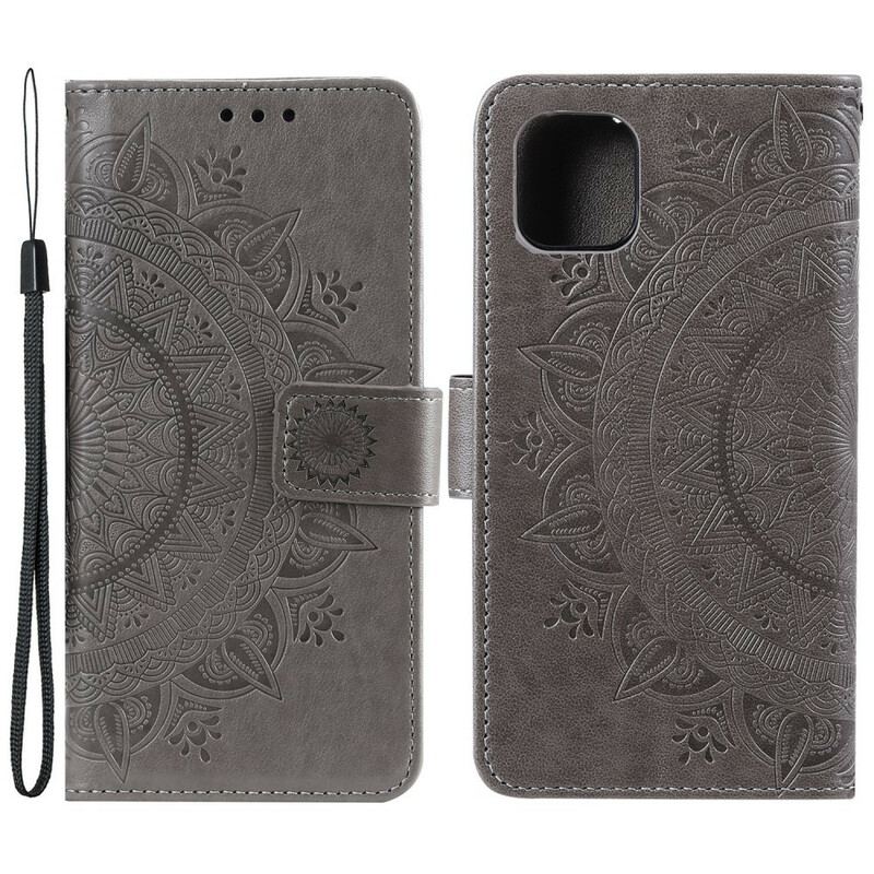 Capa De Couro Para iPhone 13 Mini Mandala Do Sol