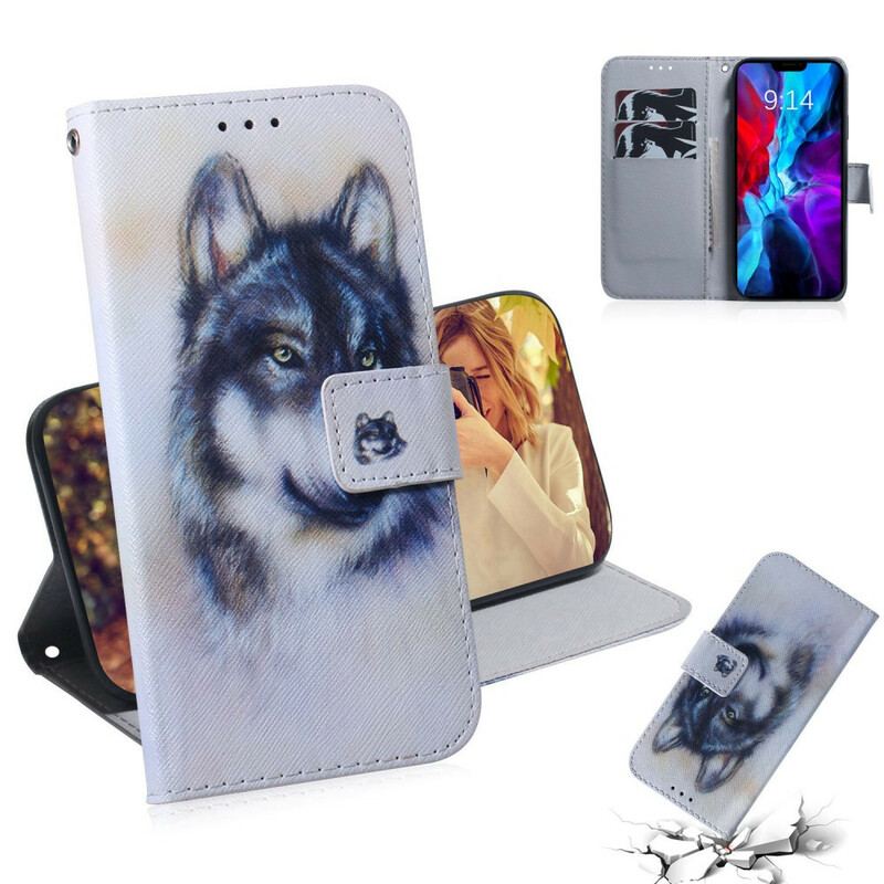 Capa De Couro Para iPhone 13 Mini Olhar Canino