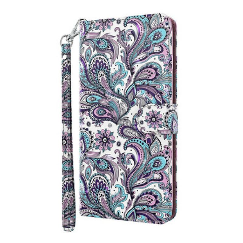 Capa De Couro Para iPhone 13 Mini Padrões De Flores