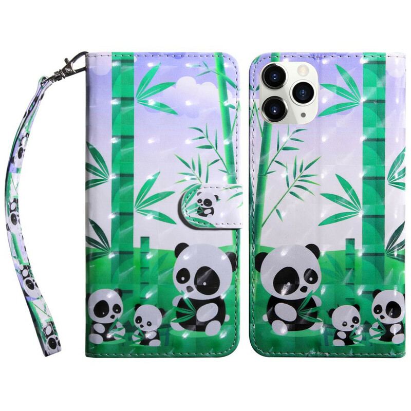 Capa De Couro Para iPhone 13 Mini Pandas Pontos De Luz