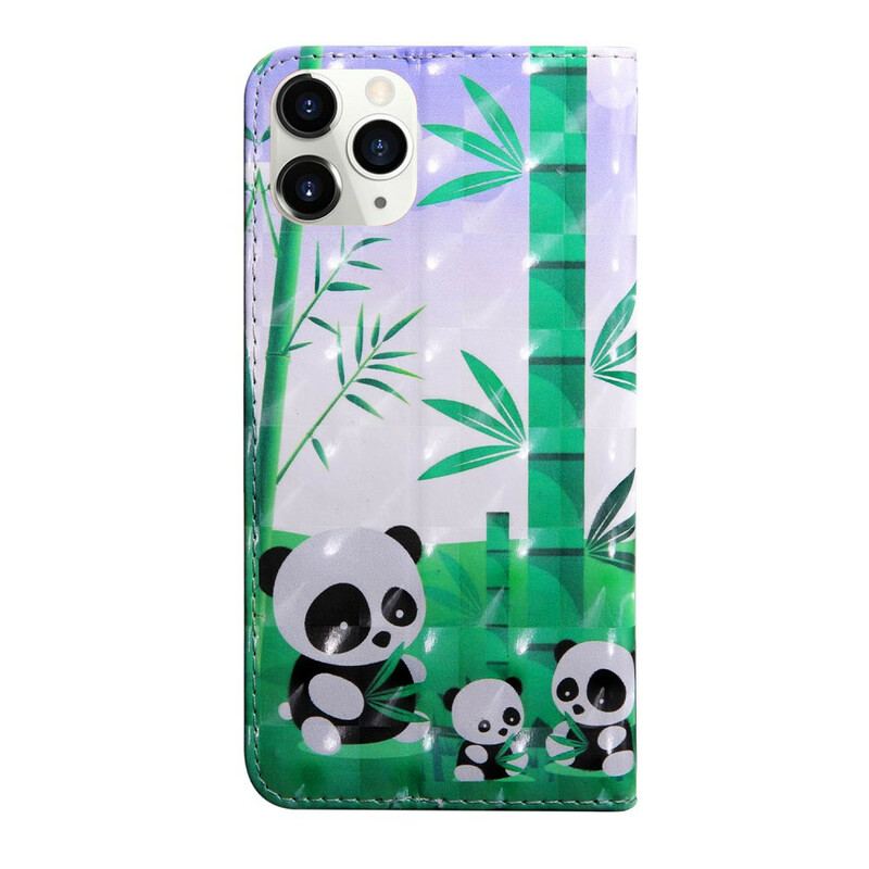 Capa De Couro Para iPhone 13 Mini Pandas Pontos De Luz