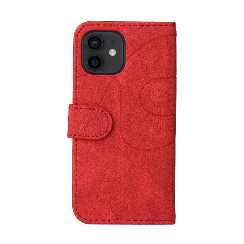 Capa De Couro Para iPhone 13 Mini Couro Sintético De Assinatura De Dois Tons