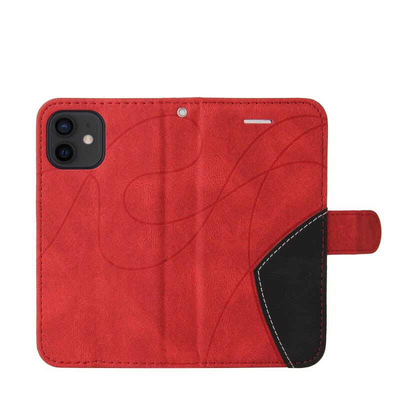 Capa De Couro Para iPhone 13 Mini Couro Sintético De Assinatura De Dois Tons