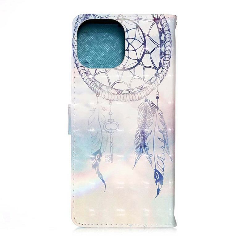 Capa Flip Para iPhone 13 Mini Apanhador De Sonhos Aquarela