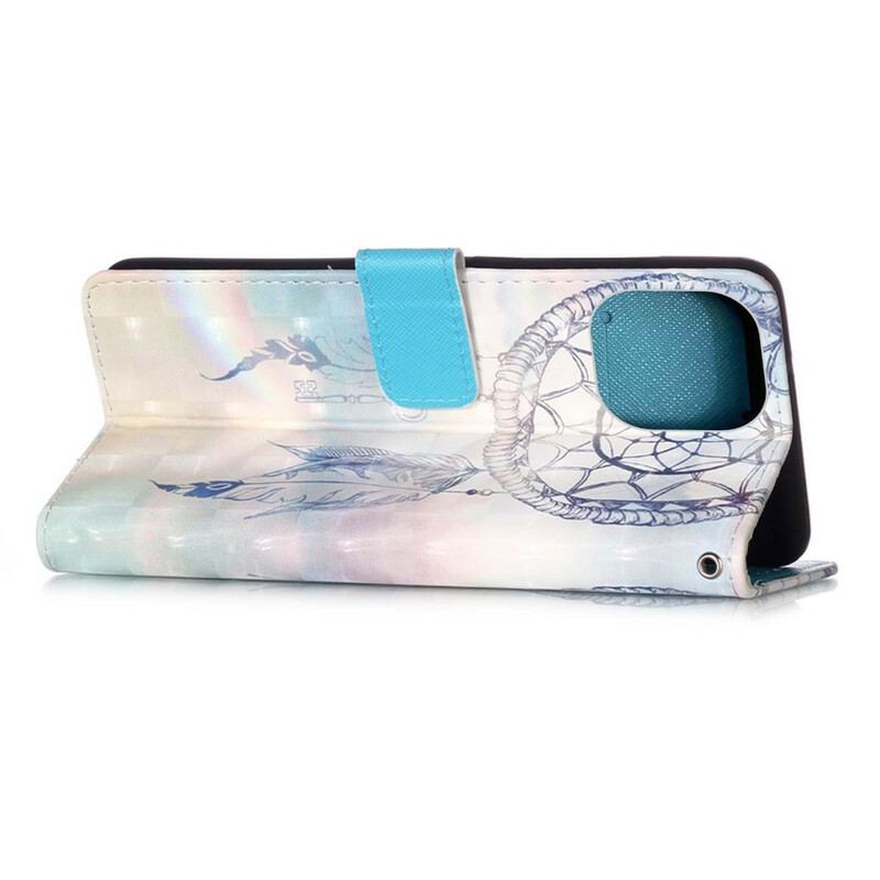 Capa Flip Para iPhone 13 Mini Apanhador De Sonhos Aquarela