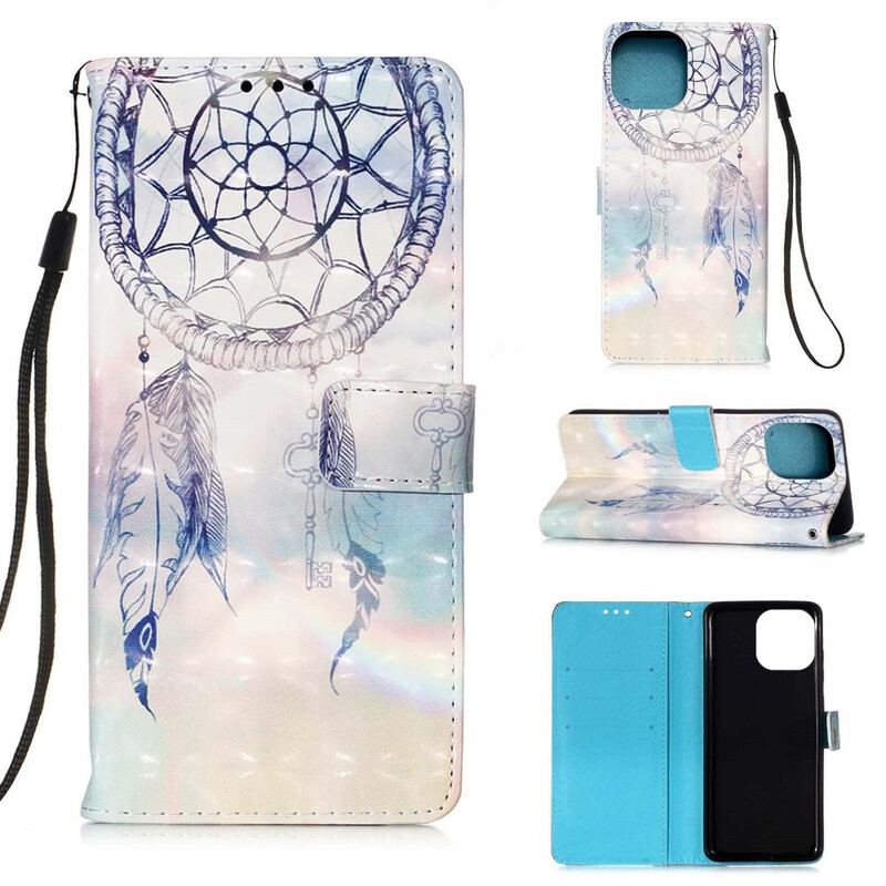 Capa Flip Para iPhone 13 Mini Apanhador De Sonhos Aquarela