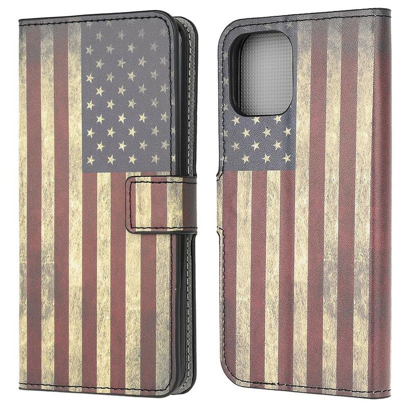 Capa Flip Para iPhone 13 Mini Bandeira Dos Eua