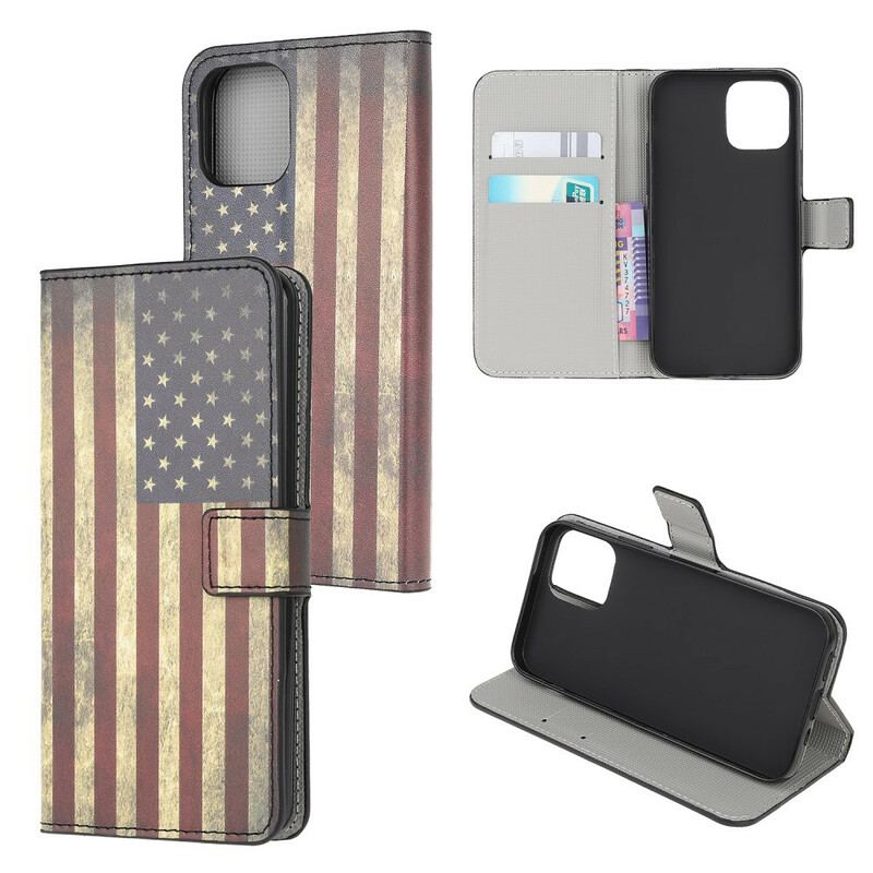 Capa Flip Para iPhone 13 Mini Bandeira Dos Eua