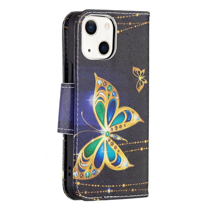 Capa Flip Para iPhone 13 Mini Borboleta Mágica