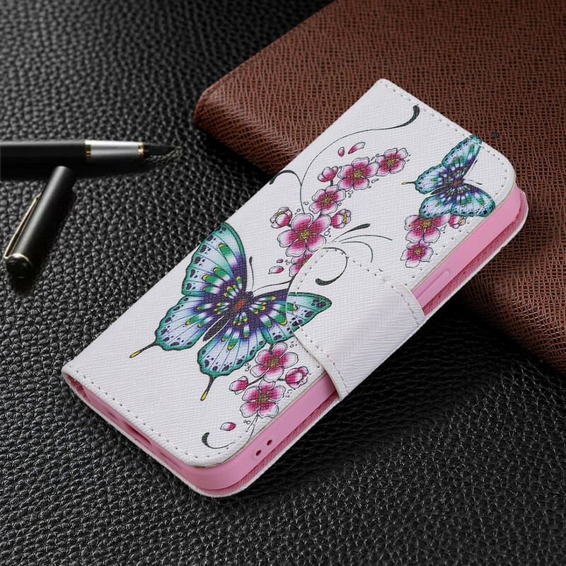 Capa Flip Para iPhone 13 Mini Borboletas Maravilhosas