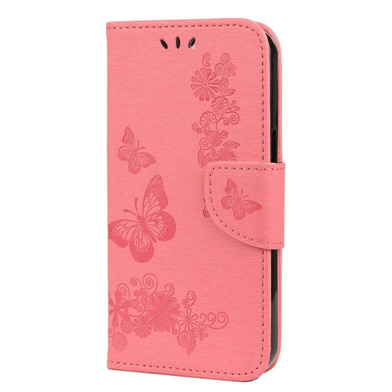 Capa Flip Para iPhone 13 Mini De Cordão Borboletas Esplêndidas