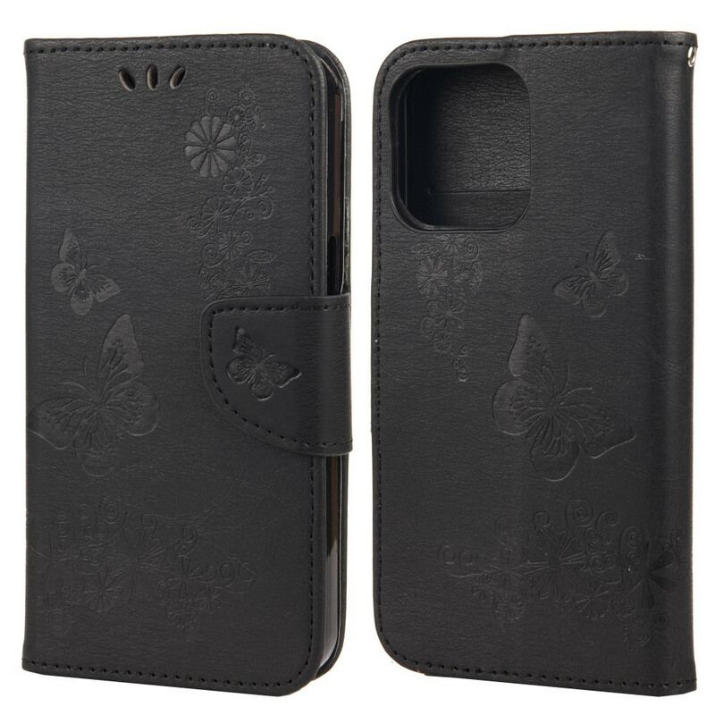 Capa Flip Para iPhone 13 Mini De Cordão Borboletas Esplêndidas