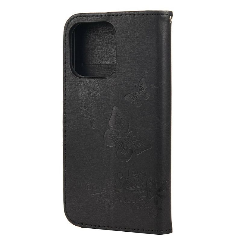 Capa Flip Para iPhone 13 Mini De Cordão Borboletas Esplêndidas