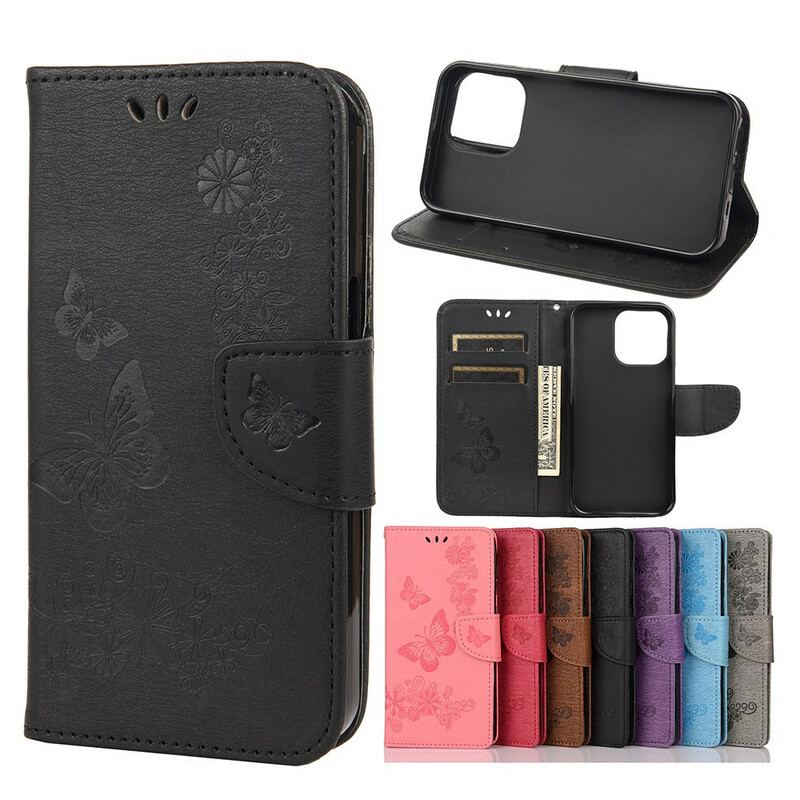 Capa Flip Para iPhone 13 Mini De Cordão Borboletas Esplêndidas