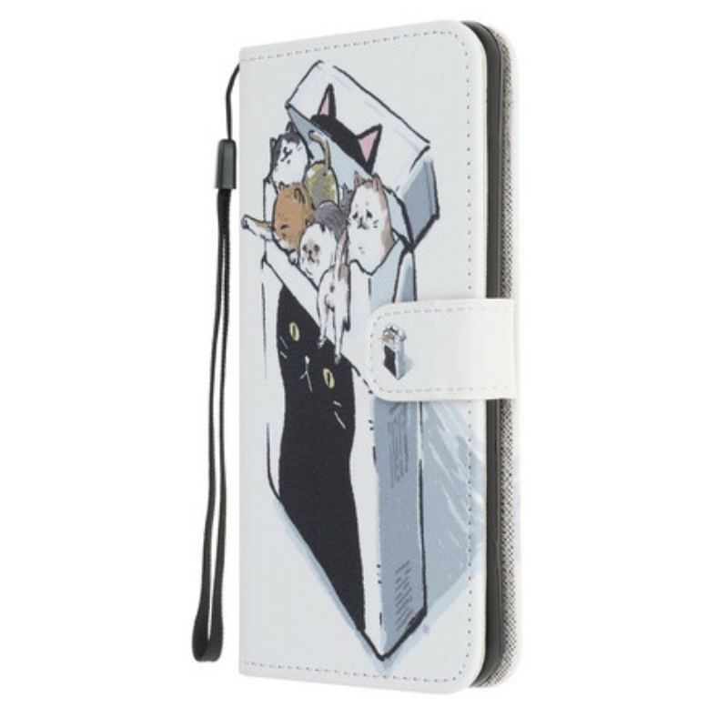 Capa Flip Para iPhone 13 Mini De Cordão Gatos De Entrega Com Tangas