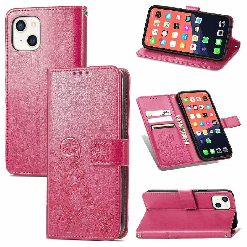 Capa Flip Para iPhone 13 Mini De Cordão Pulseira Borboletas E Flores