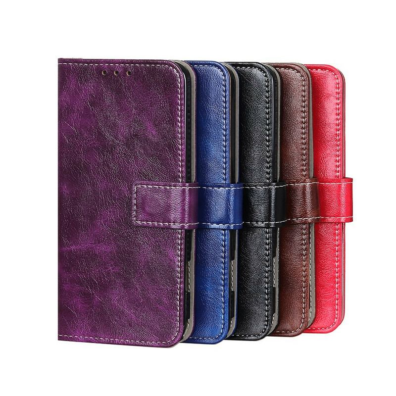 Capa Flip Para iPhone 13 Mini Costuras Brilhantes E Expostas